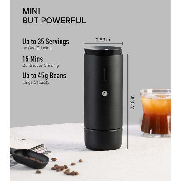 Portable Electric Coffee Grinder W/ Conical Burr 30 Grind Settings Espresso - Picture 2 of 7
